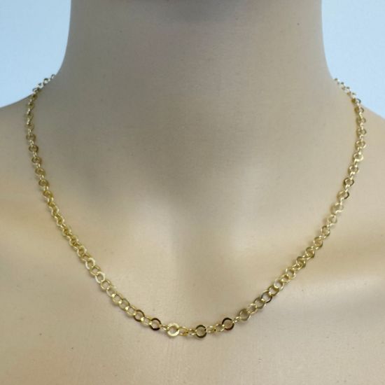 Wholesale Gold over Sterling Silver Bulk Chain - 3.5mm Round Flat Cable Chain  (sold per foot) 