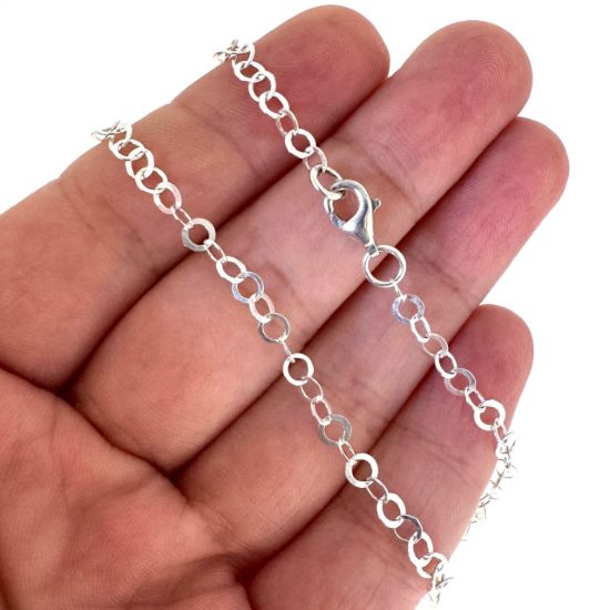 Wholesale 925 Sterling Silver Finished 3.5mm Flar Circle Link Cable Chain