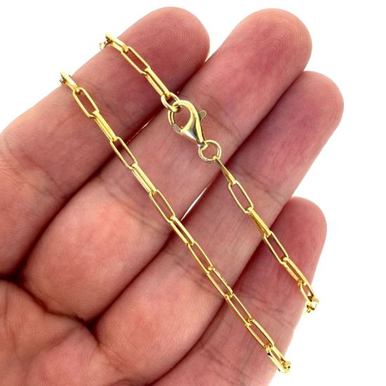 Wholesale Gold Over Sterling Silver Finished Chain -6*2.5mm PaperClip Long Box Chain 