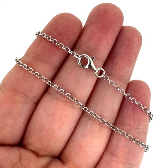 Wholesale Rhodium Over Sterling Silver Finished Chain - 2mm Rolo Chain