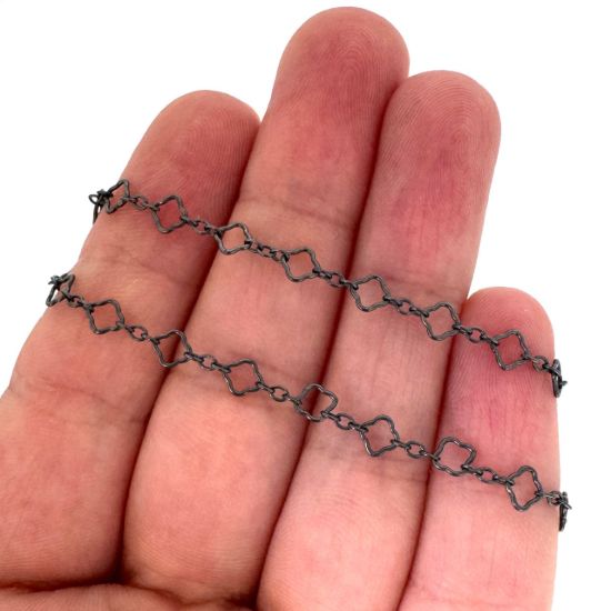 Wholesale Oxidized 925 Sterling Silver 3+1 Clover link Bulk Chain - Sold by the Foot