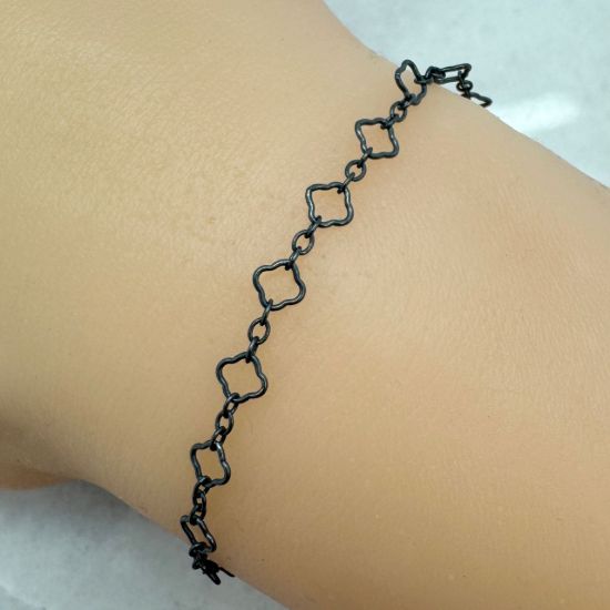 Wholesale Oxidized 925 Sterling Silver 3+1 Clover link Bulk Chain - Sold by the Foot