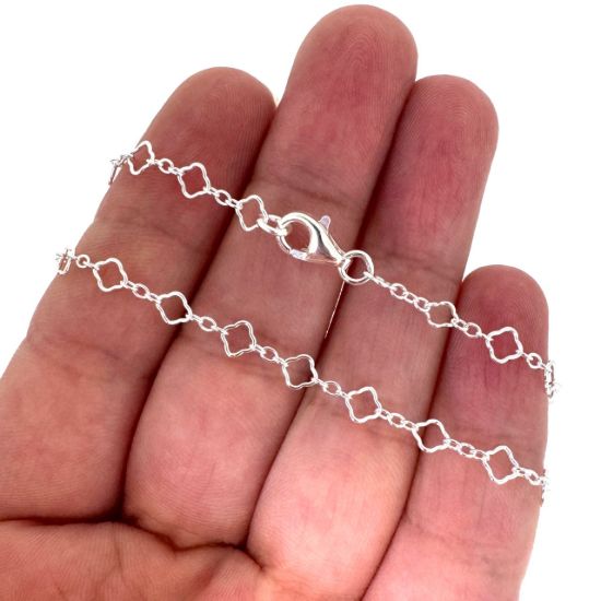 Wholesale 925 Sterling Silver Finished 3+1 Clover Link Chain Jewelry