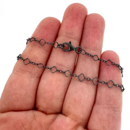 Wholesale Oxidized 925 Sterling Silver Finished 3+1 Clover Link Chain Jewelry