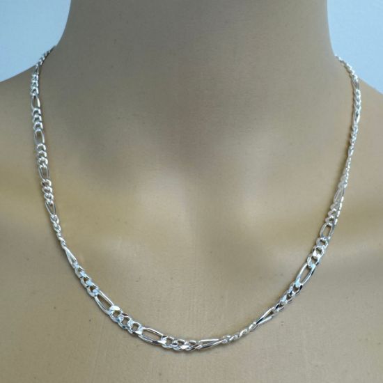 Wholesale 925 Sterling Silver Finished Jewelry Chain - 3.5mm Figaro Chain 