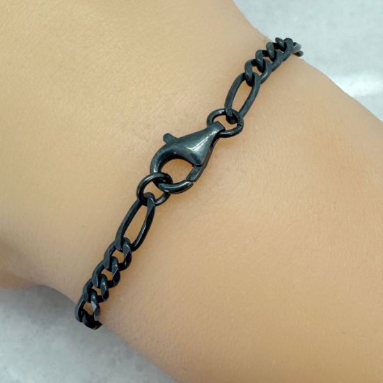 Wholesale Oxidized 925 Sterling Silver Finished Jewelry Chain - 3.5mm Figaro Chain