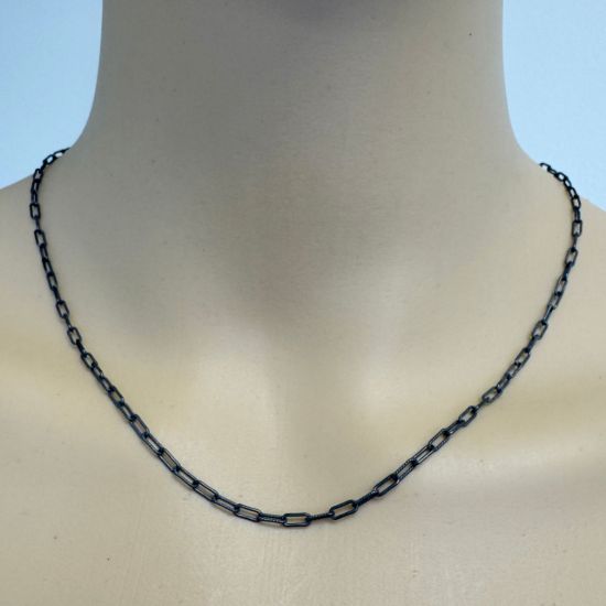 Wholesale Oxidized 925 Sterling Silver Finished 1+1 Textured Rectangle Box Chain