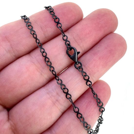 Wholesale Oxidizied 925 Sterling Silver Finished 5.3x2.8mm Sunburst Infinity Chain