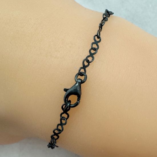 Wholesale Oxidizied 925 Sterling Silver Finished 5.3x2.8mm Sunburst Infinity Chain