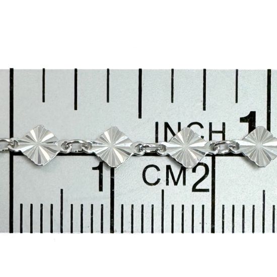 Wholesale 925 Sterling Silver Bulk Chain - 4mm Sunburst Diamond Disc Chain by the foot