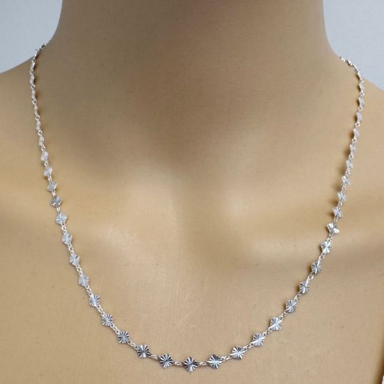 Wholesale 925 Sterling Silver Bulk Chain - 4mm Sunburst Diamond Disc Chain by the foot