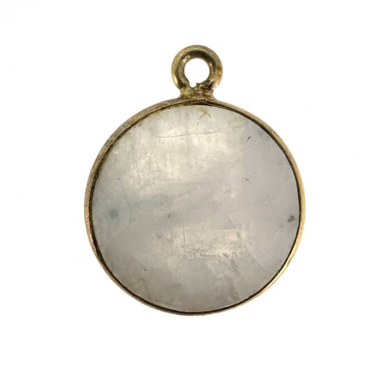 Wholesale 18K Gold Over Sterling Silver Bezel Gemstone Pendant - 14mm Faceted Coin Shape - Moonstone - June Birthstone