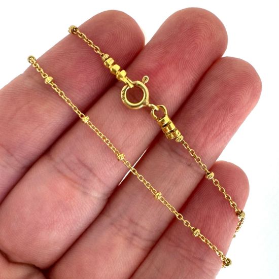 Wholesale Gold Over Sterling Silver Finished Chain - Cable Beaded Satellite Chain