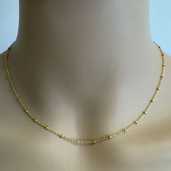 Wholesale Gold Over Sterling Silver Finished Chain - Cable Beaded Satellite Chain