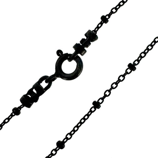 Wholesale Oxidized Sterling Silver Finished Chain - Cable Beaded Satellite Chain