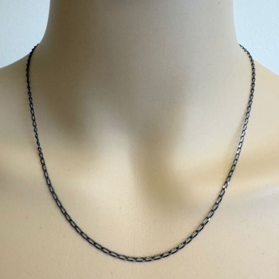 Wholesale Oxidized Sterling Silver Finished Chain - 2x4mm Diamond Cut Curb Chain