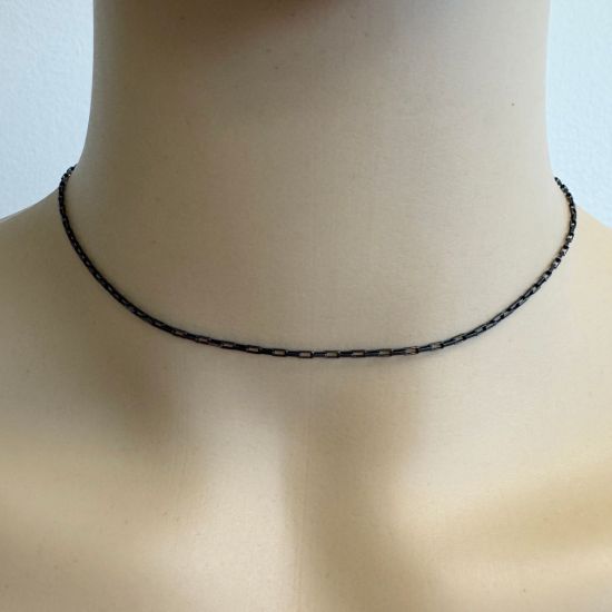Wholesale Oxidized Sterling Silver Finished Chain - Small Box Chain
