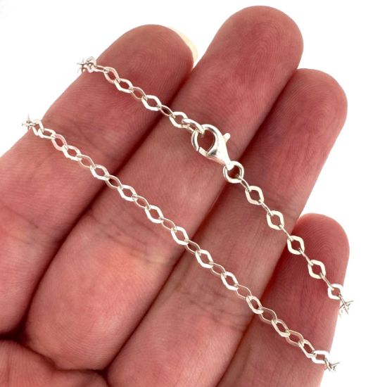 Wholesale Sterling Silver Finished Chain - Diamond Shaped Flat Cable Chain