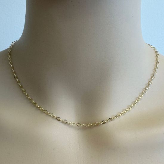 Wholesale Gold over Sterling Silver Finished Chain - Diamond Shaped Flat Cable Chain
