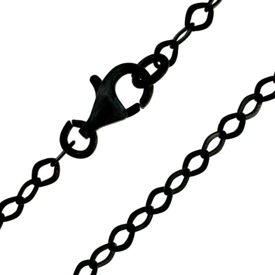 Wholesale Oxidized 925 Sterling Silver Finished Chain - Diamond Shaped Flat Cable Chain