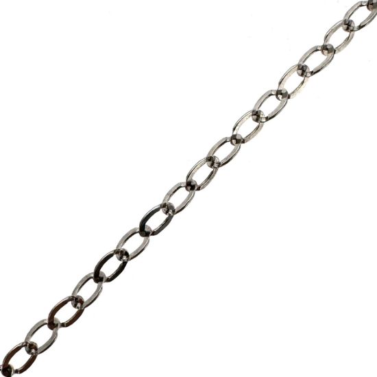 Wholesale Rhodium Plated Sterling Silver Bulk Chain -2x2.5mm Flat Cable Chain (sold per foot)