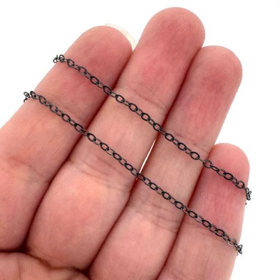 Wholesale Oxidized Sterling Silver Bulk Chain - 2.5x2mm Flat Cable Chain (sold per foot)