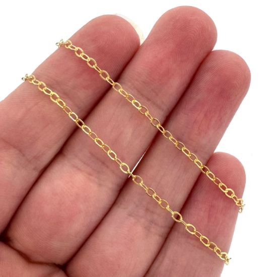 Wholesale Gold Over Sterling Silver Chain - Flat Cable Bulk Chain 2x2.5mm (sold per foot)