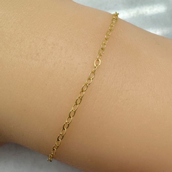 Wholesale Gold Over Sterling Silver Chain - Flat Cable Bulk Chain 2x2.5mm (sold per foot)