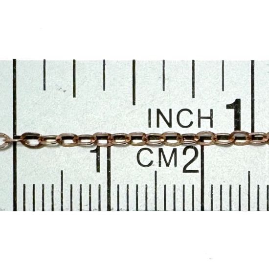 Wholesale Rose Gold Plated Sterling Silver Bulk Chain - 2x2.5mm Flat Cable Chain (sold per foot)