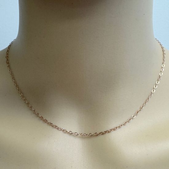 Wholesale Rose Gold Plated Sterling Silver Bulk Chain - 2x2.5mm Flat Cable Chain (sold per foot)
