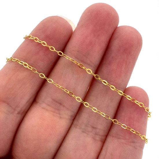 Wholesale 1/20 14K Gold Filled Small Flat Cable Chain  1.7mm by 2mm (sold per foot ) 