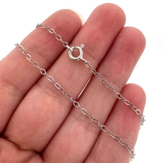Wholesale Rhodium Plated 925 Italian Sterling Silver Finished Chain - 2.5 x 2mm Flat Cable Chain