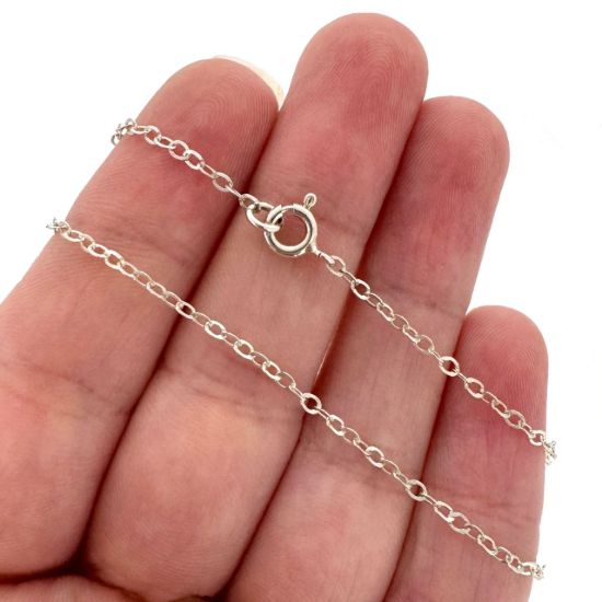 Wholesale 925 Italian Sterling Silver Finished Chain - 2.5mm Flat Oval Cable Chain
