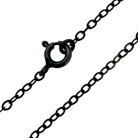 Wholesale Oxidized 925 Italian Sterling Silver Finished Chain - 2.5mm Flat Oval Cable Chain