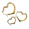Wholesale 14K Solid Gold Heart Shaped Hoop Earrings  -  Light Weight Hoops  (Sold per pair)