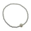 Wholesale 925 Sterling Silver Smooth Beaded Stretchy Bracelet with Single Freshwater Pearls