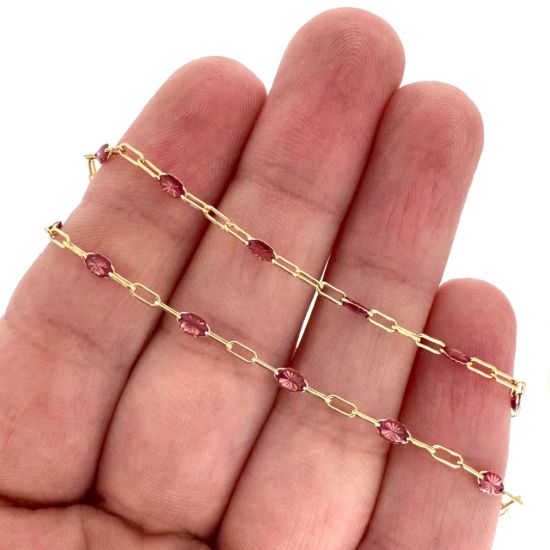 Wholesale 1/20 14K Gold Filled Long Box - 1+3 PaperClip Enamel Chain (Amethyst Color) - 3.6mm by 1.6mm (Sold per foot)