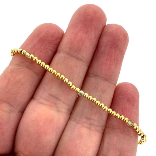 Wholesale 1/20 14K Gold Filled 2mm Smooth Beaded Stretchy Bracelet with Natural Gemstone Beads