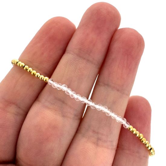 Wholesale 1/20 14K Gold Filled 2mm Smooth Beaded Stretchy Bracelet with Seed Pearls or Natural Gemstones