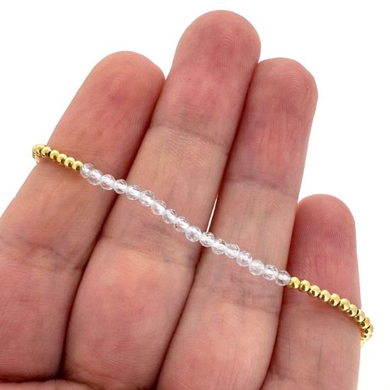 Wholesale 1/20 14K Gold Filled 2mm Smooth Beaded Stretchy Bracelet with Seed Pearls or Natural Gemstones