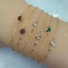 Wholesale 1/20 14K Gold Filled Natural Gemstone Adjustable Bracelet - 6.5-8"
