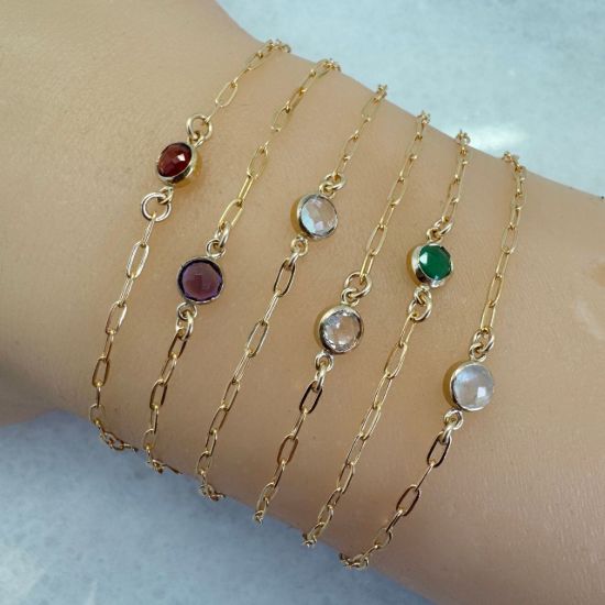 wholesale gold filled adjustable natural gemstone birthstone bracelet