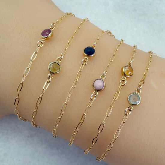 wholesale gold filled adjustable natural gemstone birthstone bracelet