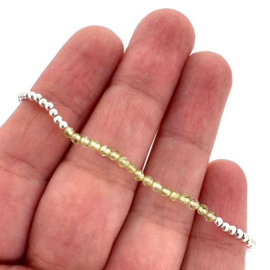 Wholesale 925 Sterling Silver 2mm Smooth Beaded Stretchy Bracelet with Seed Pearls or Natural Gemstone