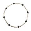 Wholesale 925 Sterling Silver 3mm Smooth Beaded Stretchy Bracelet with 4mm Oxidized Silver Beads - 6.5"