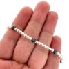 Wholesale 925 Sterling Silver 3mm Smooth Beaded Stretchy Bracelet with 4mm Oxidized Silver Beads - 6.5"