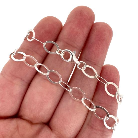 Wholesale 925 Italian Sterling Silver Finished Chain - Flat Cable Oval Chain