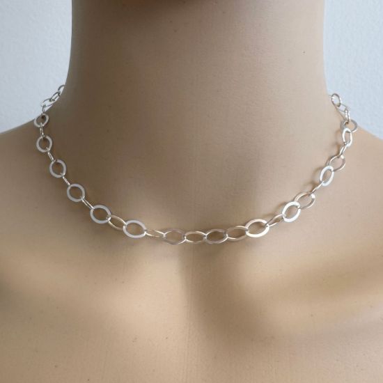Wholesale 925 Italian Sterling Silver Finished Chain - Flat Cable Oval Chain