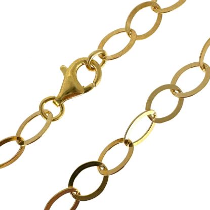 Wholesale Gold Over 925 Sterling Silver Finished Chain - Flat Cable Oval Chain