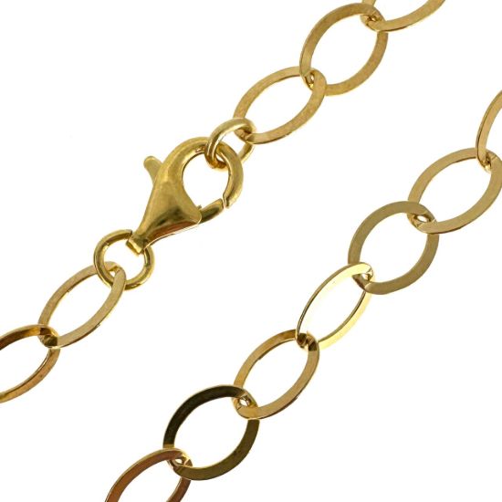Wholesale Gold Over 925 Sterling Silver Finished Chain - Flat Cable Oval Chain